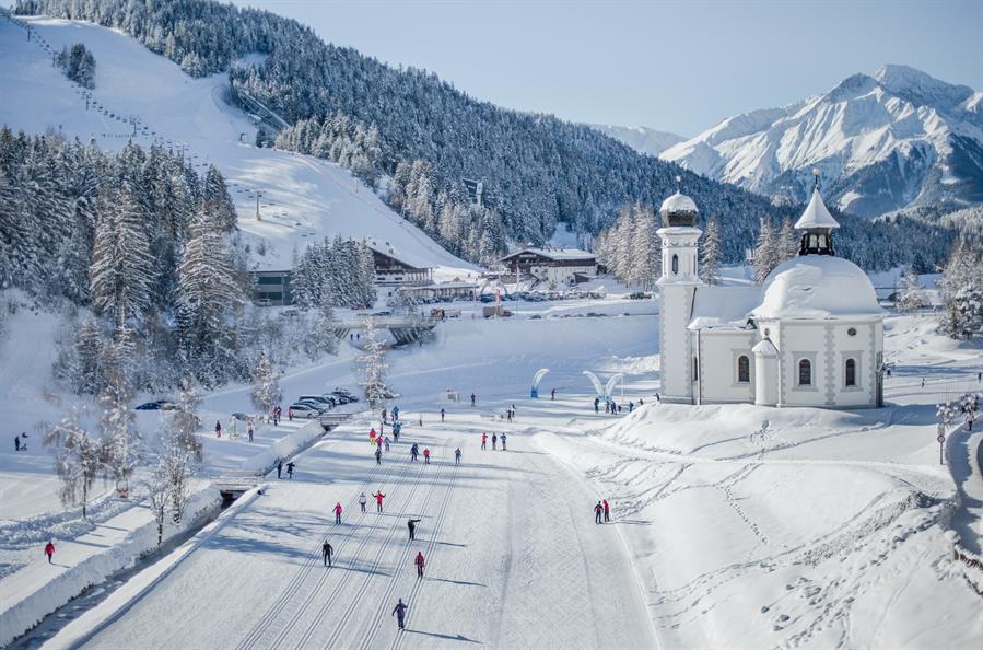 Langlaufen Seekirchl, Blick auf den Gschwandtkopf Olympiaregion Seefeld.Stephan Elsler